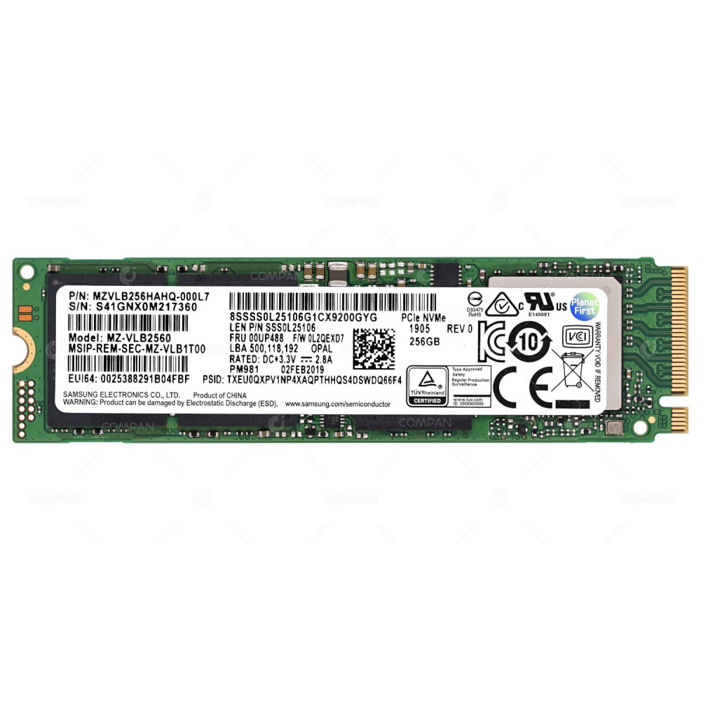 00UP488 IBM 256GB PM891 PCIE NVNM M.2 1902 SSD MZ-VLB2560, 0L2QEXD7, SSS0L25106, MZVLB256HAHQ-000L7, PM981, MZ-VLB1T00